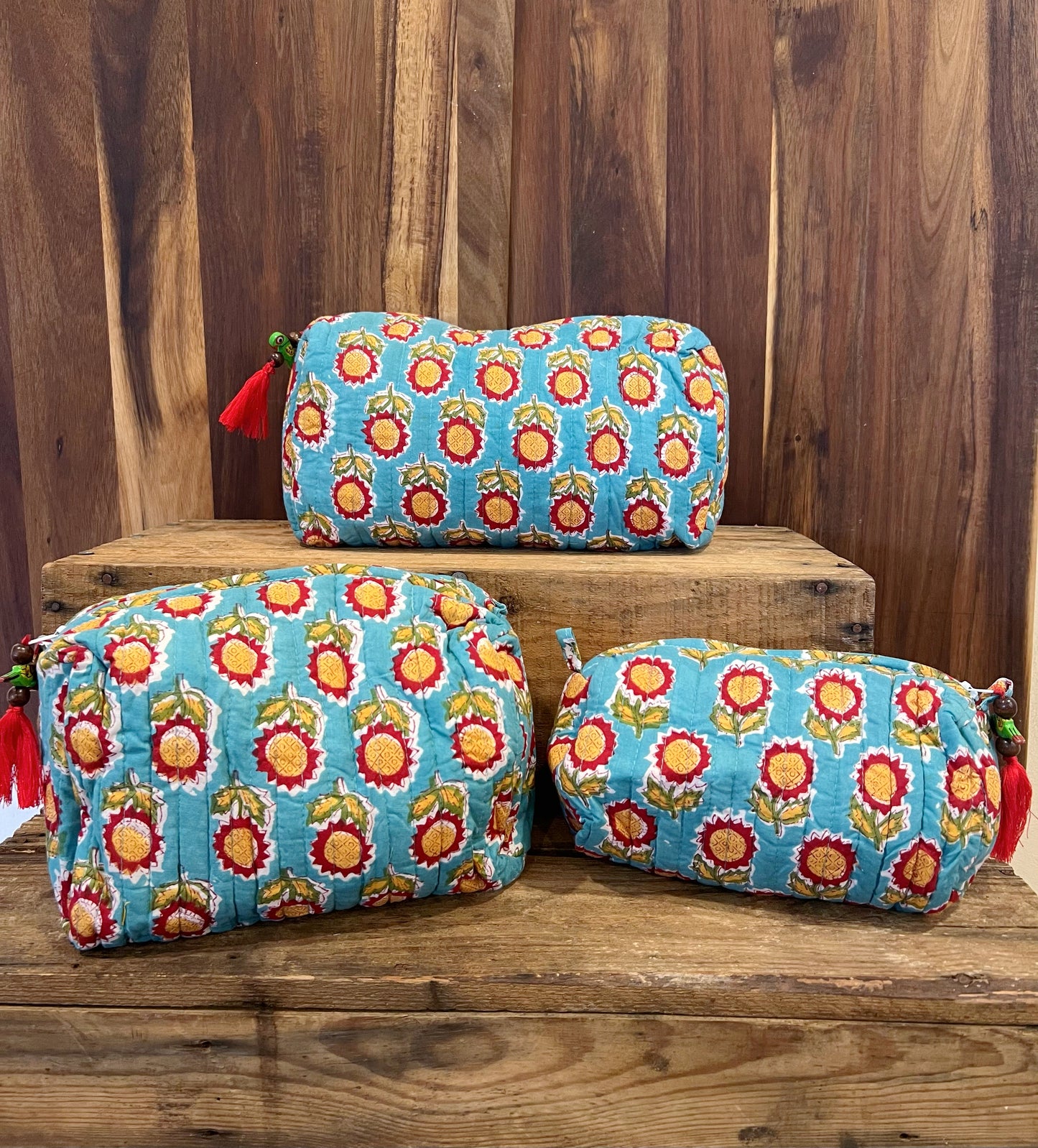Boho Quilted Pouch - 3 Pieces