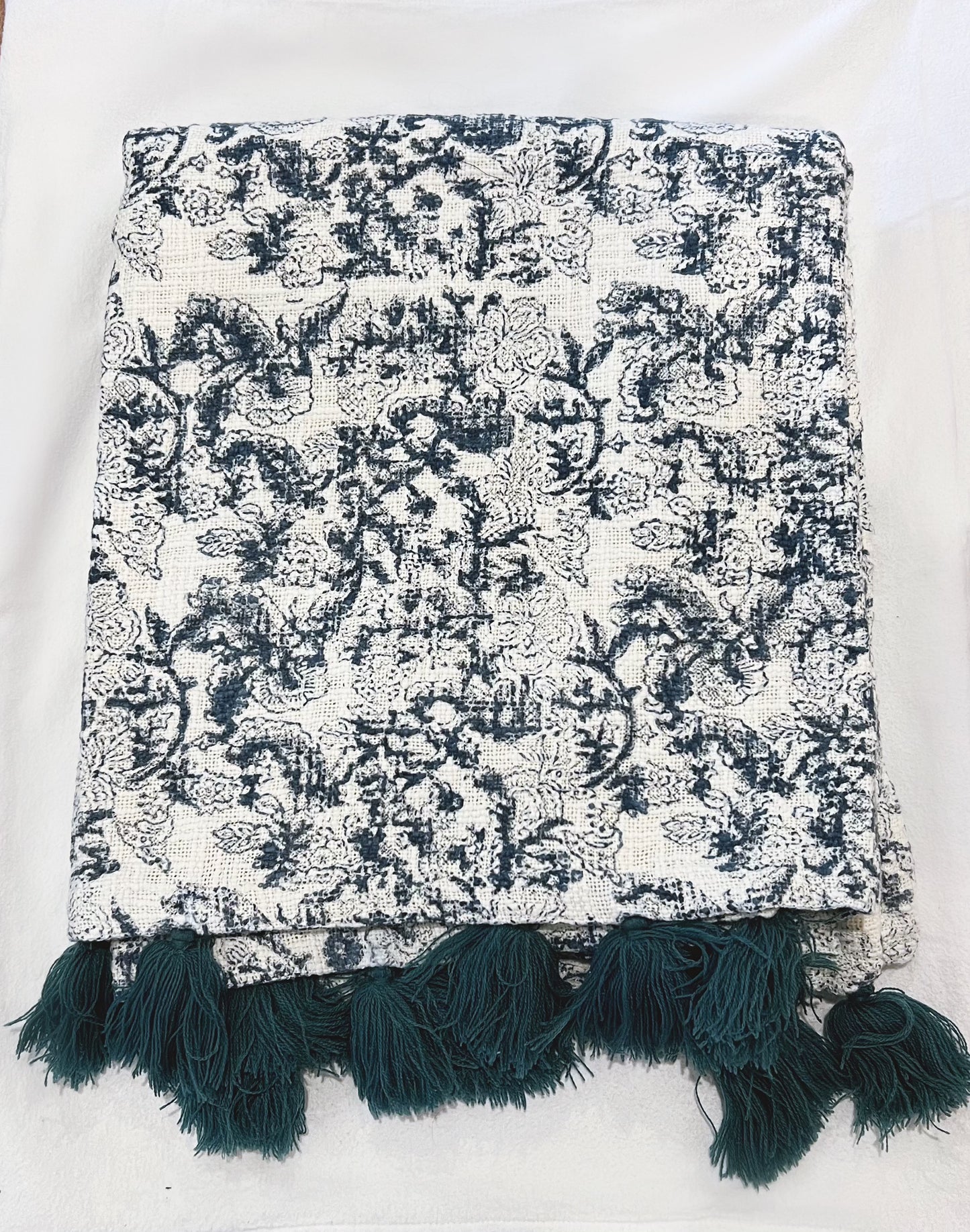 Teal Vine Handwoven Throw Blankets
